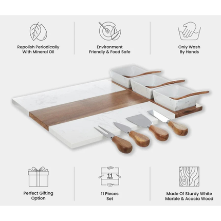11-piece Marble Charcuterie Board Set